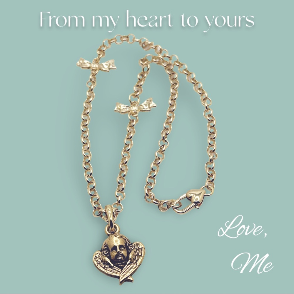 Gold Cherub Pendant Necklace